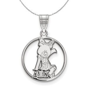Sterling Silver Alpha Xi Delta Medium Circle Necklace - 24 Inch